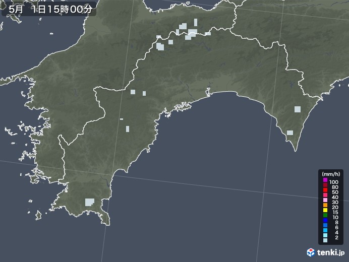 高知県の雨雲レーダー(2020年05月01日)