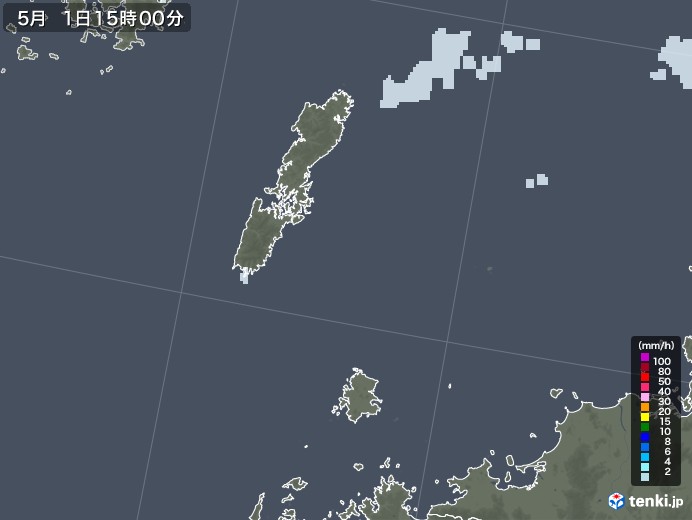 壱岐・対馬(長崎県)の雨雲レーダー(2020年05月01日)