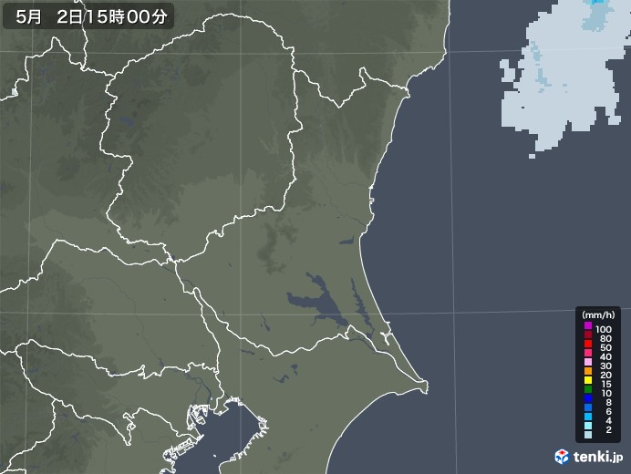 茨城県の雨雲レーダー(2020年05月02日)