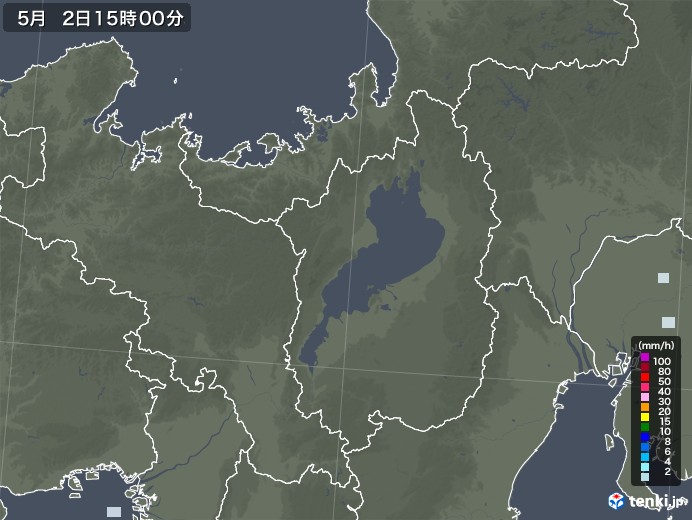 滋賀県の雨雲レーダー(2020年05月02日)