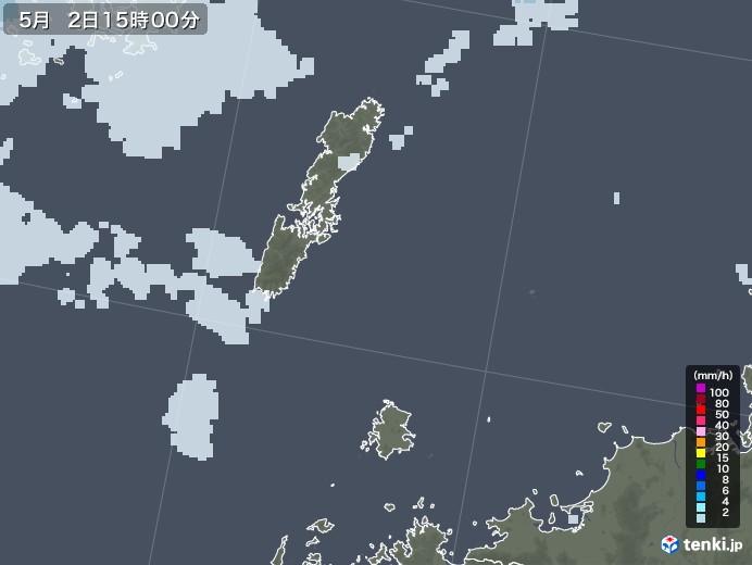壱岐・対馬(長崎県)の雨雲レーダー(2020年05月02日)