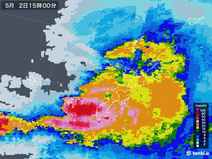 沖縄県の雨雲レーダー(2020年05月02日)