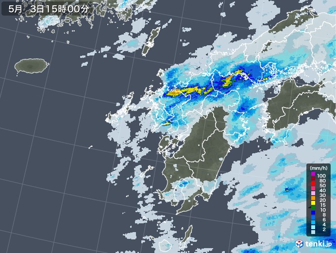 九州地方の雨雲レーダー(2020年05月03日)
