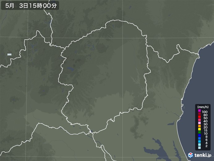 栃木県の雨雲レーダー(2020年05月03日)