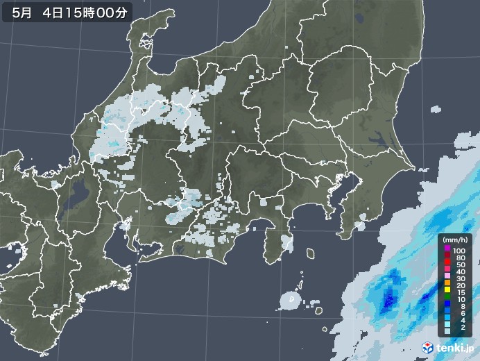 関東・甲信地方の雨雲レーダー(2020年05月04日)