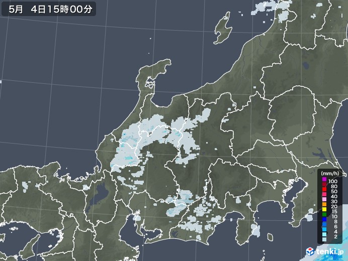 北陸地方の雨雲レーダー(2020年05月04日)