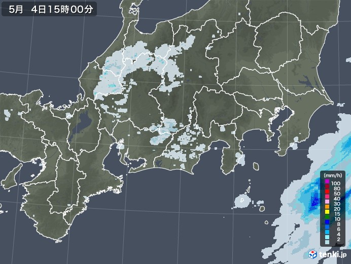 東海地方の雨雲レーダー(2020年05月04日)