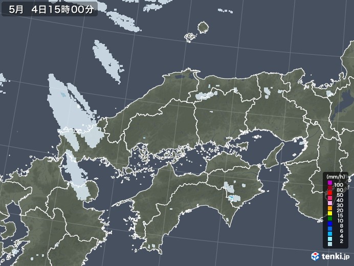 中国地方の雨雲レーダー(2020年05月04日)