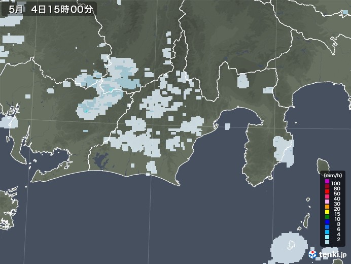 静岡県の雨雲レーダー(2020年05月04日)