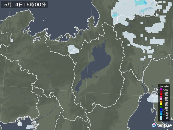 滋賀県の雨雲レーダー(2020年05月04日)