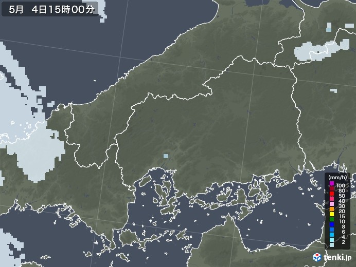 広島県の雨雲レーダー(2020年05月04日)