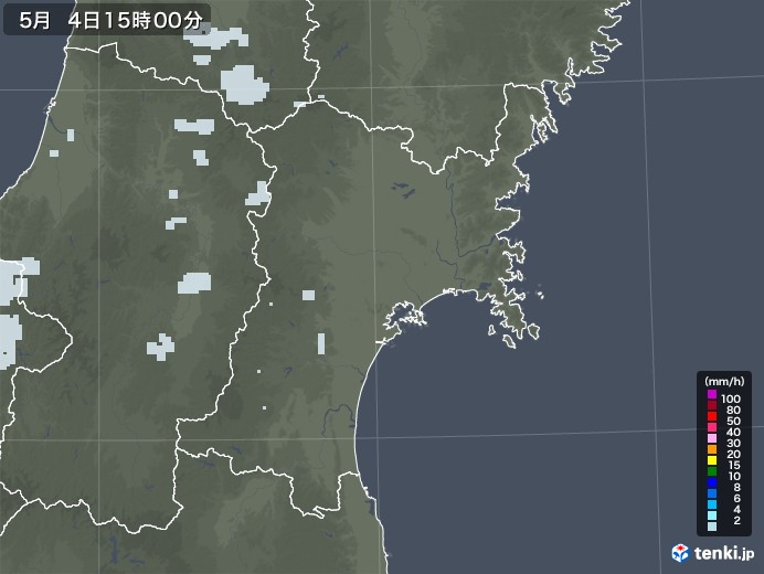 宮城県の雨雲レーダー(2020年05月04日)