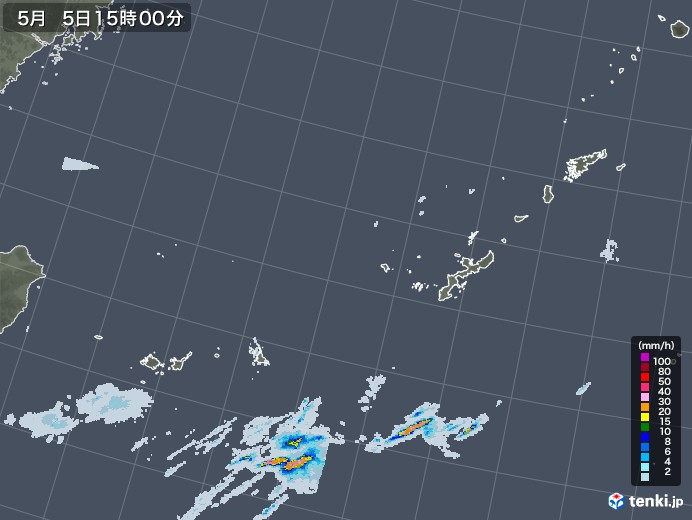 沖縄地方の雨雲レーダー(2020年05月05日)