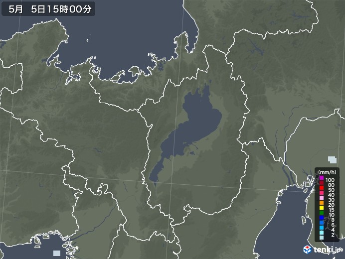 滋賀県の雨雲レーダー(2020年05月05日)