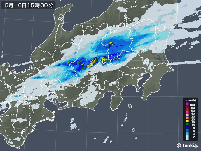 関東・甲信地方の雨雲レーダー(2020年05月06日)