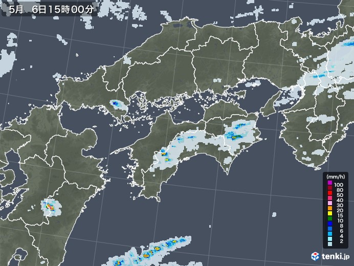 四国地方の雨雲レーダー(2020年05月06日)