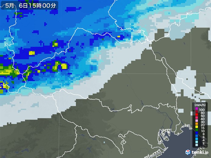 埼玉県の雨雲レーダー(2020年05月06日)