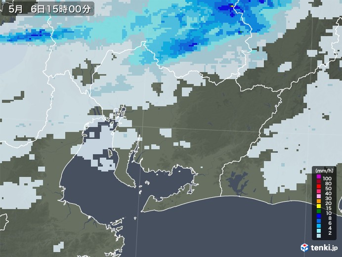 愛知県の雨雲レーダー(2020年05月06日)