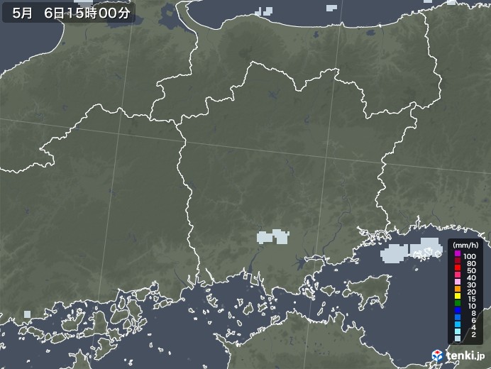 岡山県の雨雲レーダー(2020年05月06日)