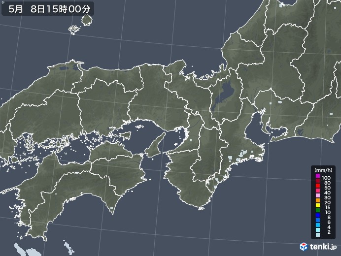 近畿地方の雨雲レーダー(2020年05月08日)