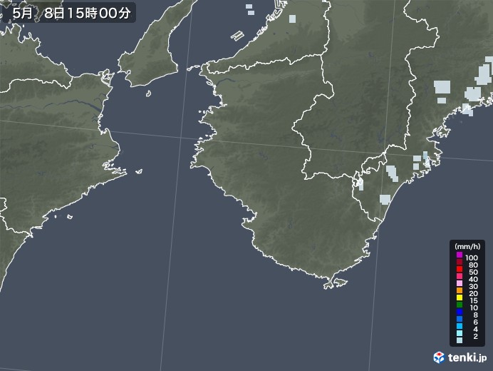 和歌山県の雨雲レーダー(2020年05月08日)