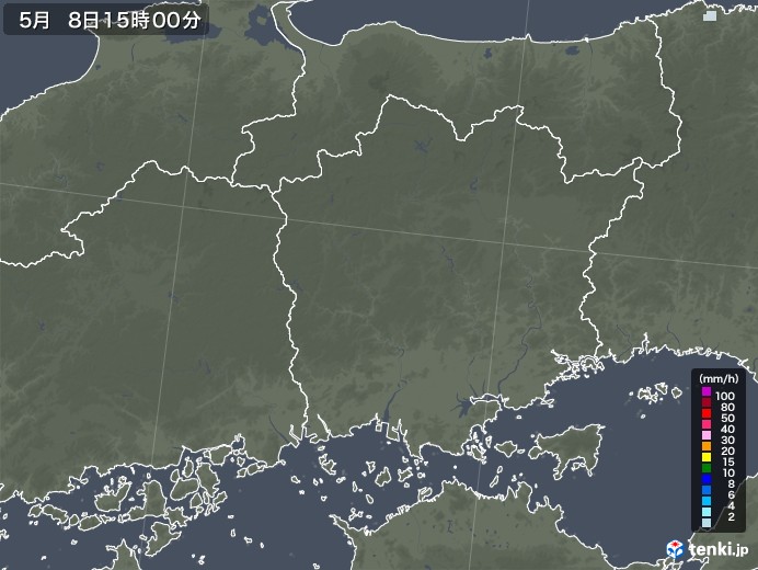 岡山県の雨雲レーダー(2020年05月08日)
