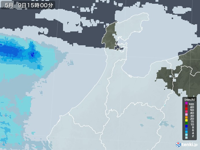 石川県の雨雲レーダー(2020年05月09日)