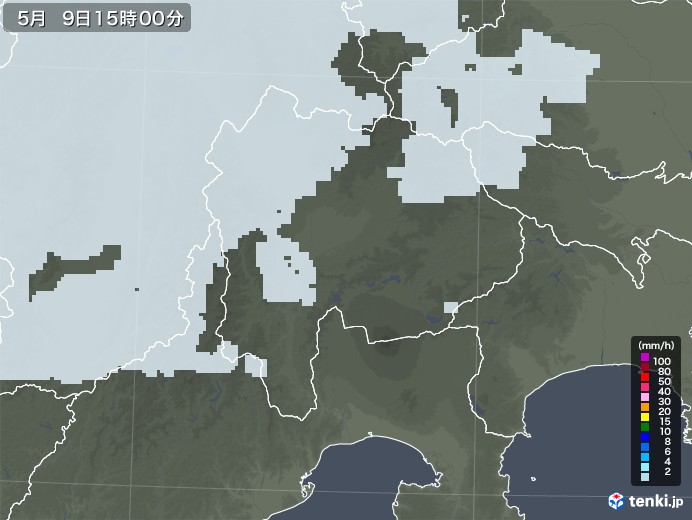 山梨県の雨雲レーダー(2020年05月09日)