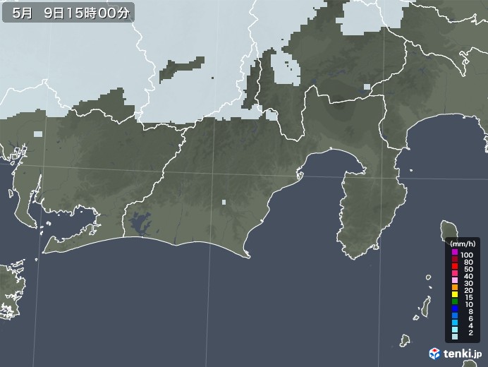 静岡県の雨雲レーダー(2020年05月09日)