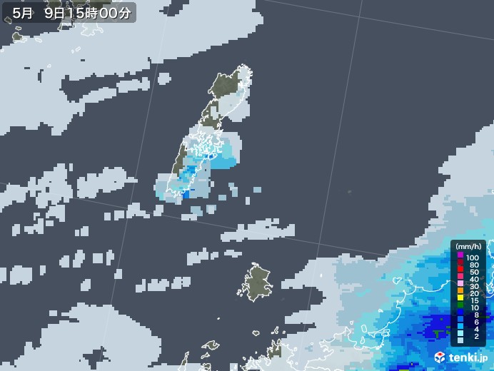 壱岐・対馬(長崎県)の雨雲レーダー(2020年05月09日)