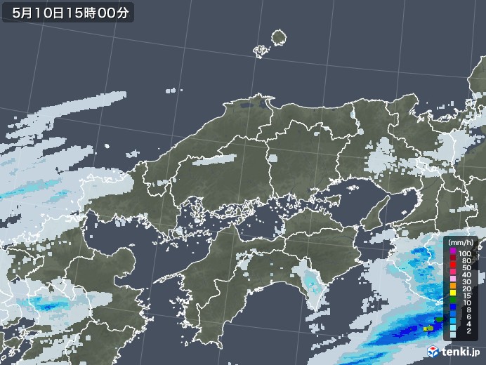 中国地方の雨雲レーダー(2020年05月10日)