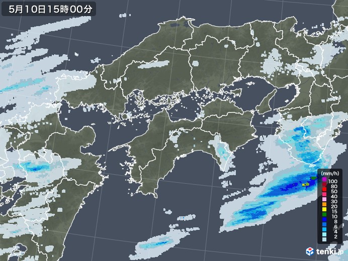 四国地方の雨雲レーダー(2020年05月10日)