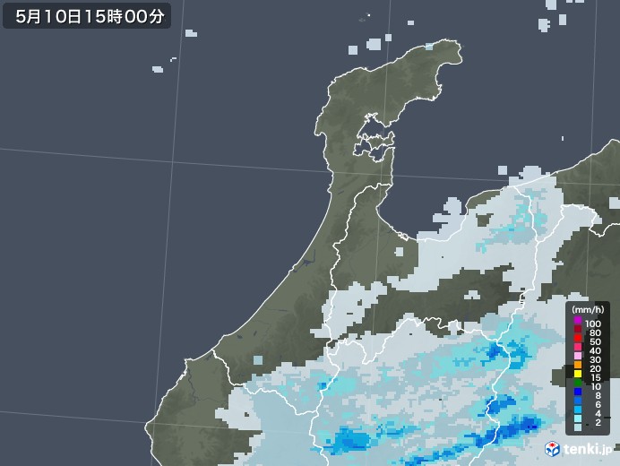 石川県の雨雲レーダー(2020年05月10日)
