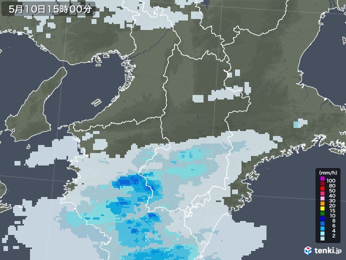 奈良県の雨雲レーダー(2020年05月10日)