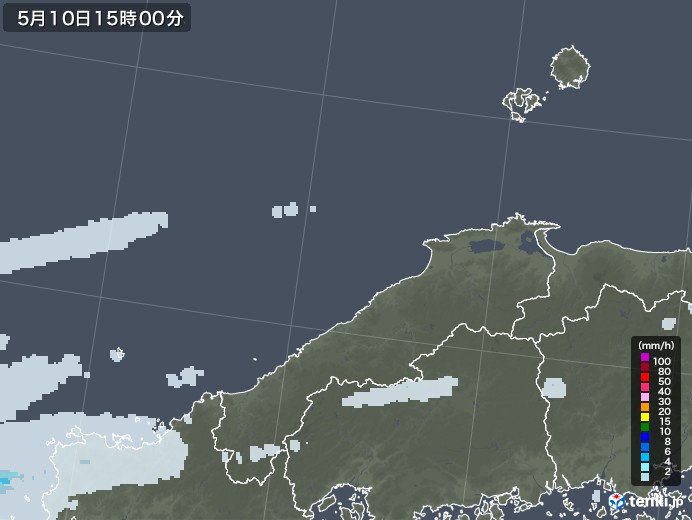島根県の雨雲レーダー(2020年05月10日)