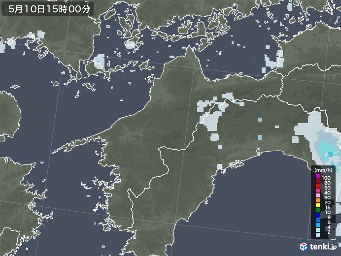 愛媛県の雨雲レーダー(2020年05月10日)