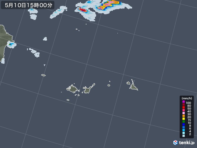 宮古・石垣・与那国(沖縄県)の雨雲レーダー(2020年05月10日)