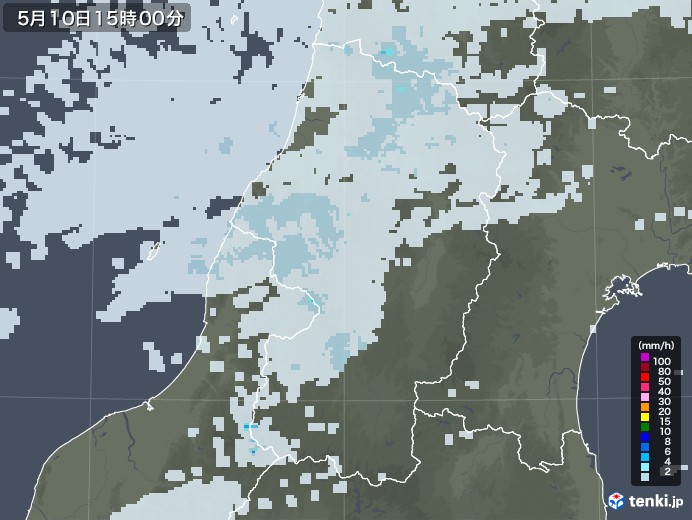 山形県の雨雲レーダー(2020年05月10日)