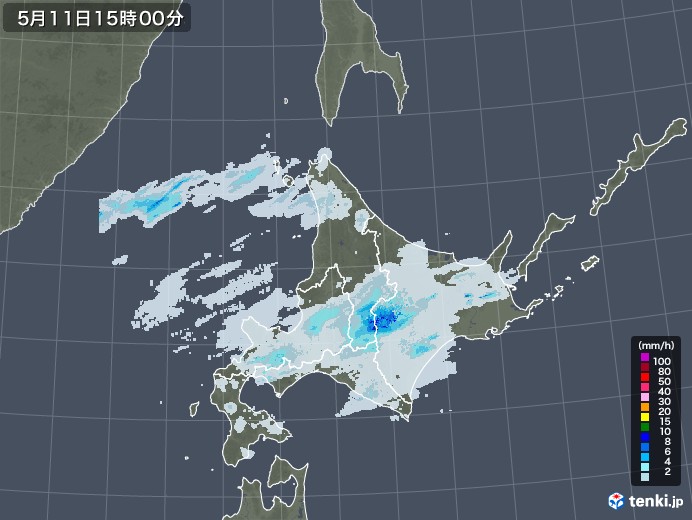 北海道地方の雨雲レーダー(2020年05月11日)
