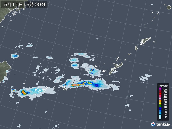 沖縄地方の雨雲レーダー(2020年05月11日)