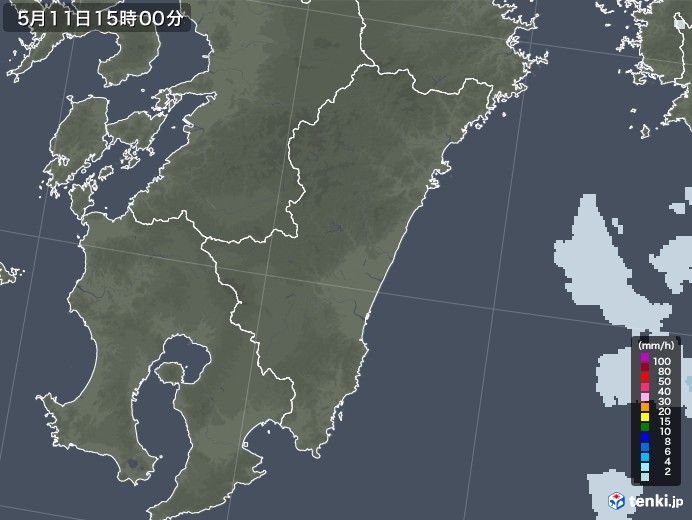 宮崎県の雨雲レーダー(2020年05月11日)