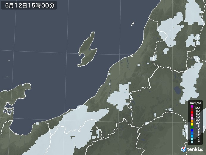 新潟県の雨雲レーダー(2020年05月12日)