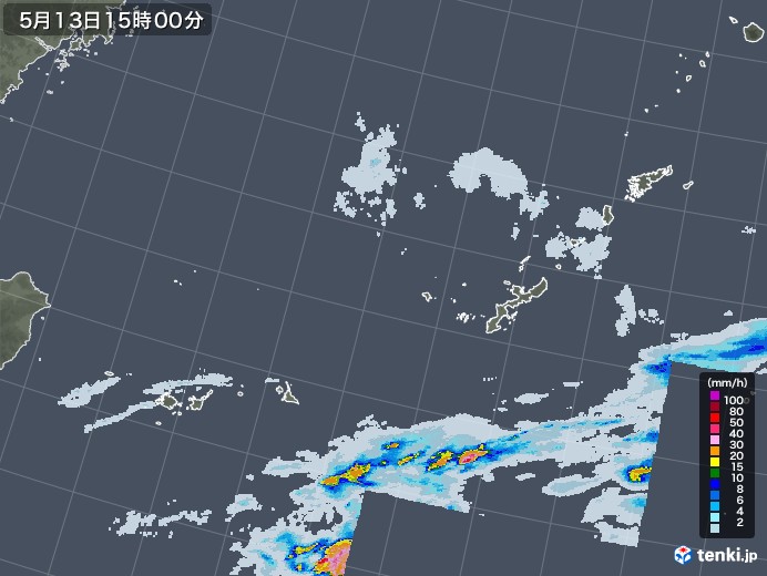 沖縄地方の雨雲レーダー(2020年05月13日)