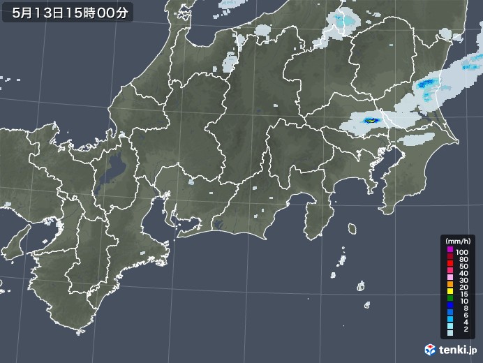 東海地方の雨雲レーダー(2020年05月13日)