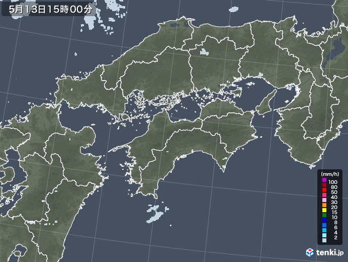 四国地方の雨雲レーダー(2020年05月13日)