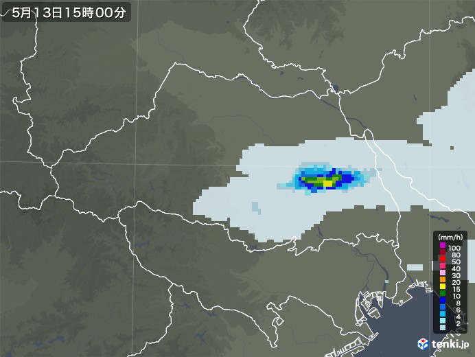埼玉県の雨雲レーダー(2020年05月13日)