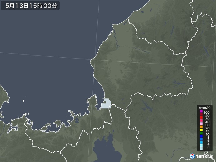 福井県の雨雲レーダー(2020年05月13日)