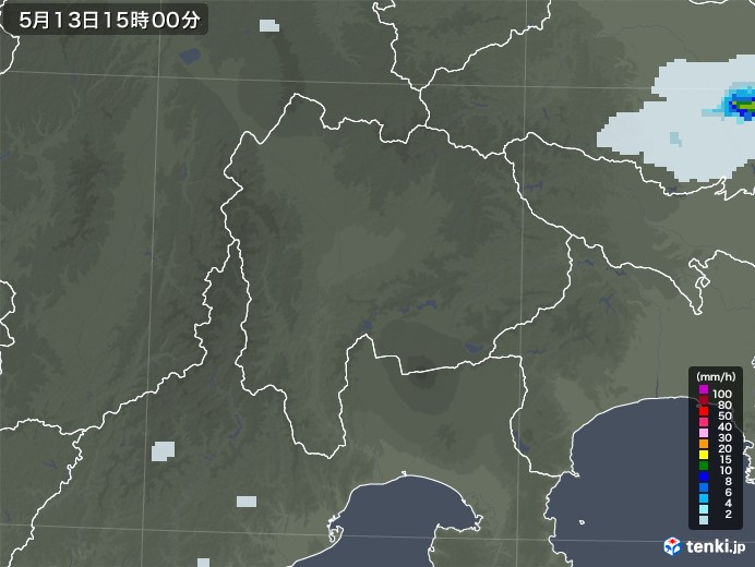 山梨県の雨雲レーダー(2020年05月13日)