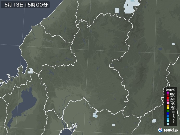 岐阜県の雨雲レーダー(2020年05月13日)