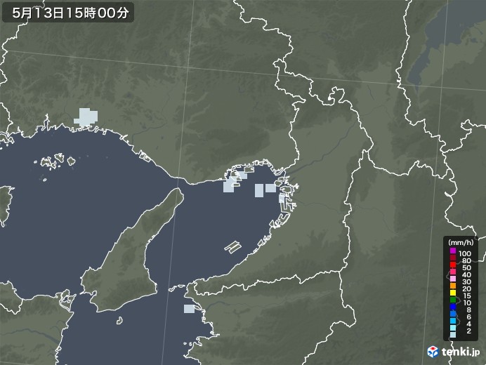 大阪府の雨雲レーダー(2020年05月13日)